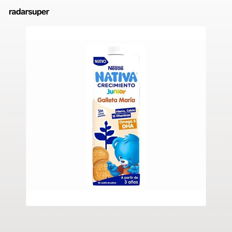 NATIVA Junior de Nestlé Leche de crecimiento con sabor a galleta Maria, a partir de 3 años 1 l.