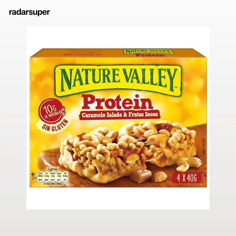 NATURE VALLEY Barrita de cereales caramelo salado y frutos secos pack 4 x 40 g.