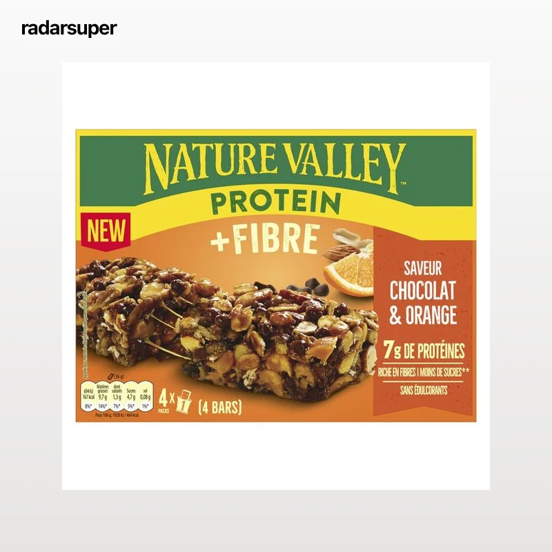 NATURE VALLEY Barritas de proteína y fibra con chocolate y naranja 144 g.