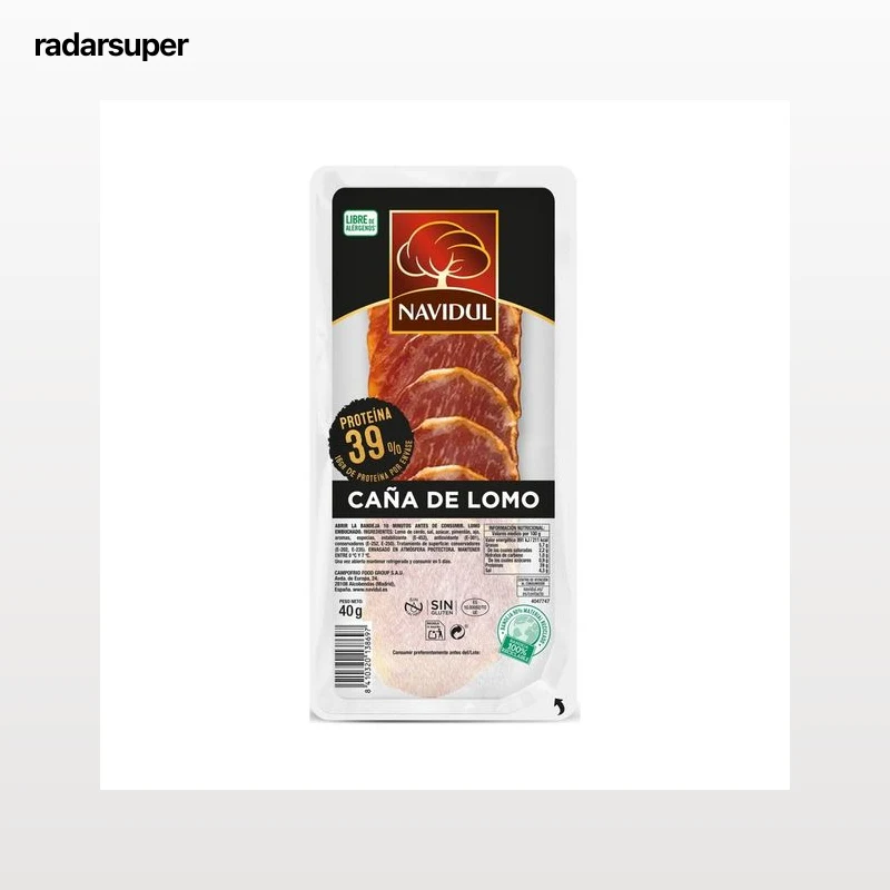 NAVIDUL Caña de lomo cortada en finas lochas, elaborada sin gluten 40 g.