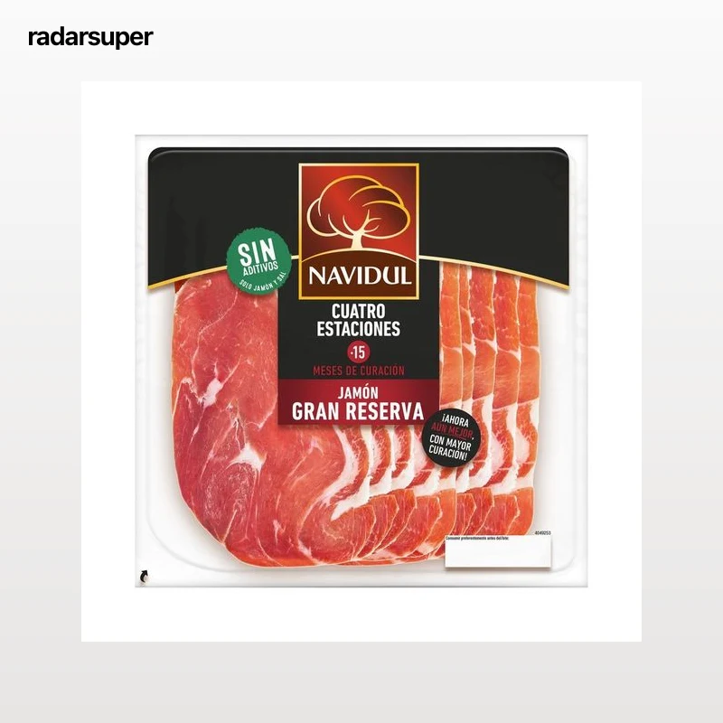 NAVIDUL Cuatro estaciones Jamón gran reserva (curación mínima de 15 meses), cortado en lonchas 124 g.