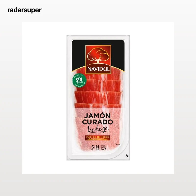 NAVIDUL Jamón curado de bodega, sin gluten y cortado en finas lonchas NAVIDUL 50 g.