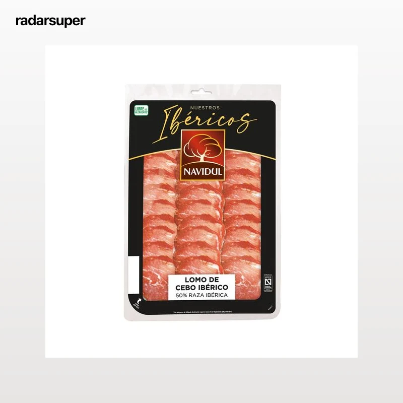 NAVIDUL Lomo de cebo ibérico (50% raza ibérica), cortado en finas lonchas NAVIDUL 110 g.