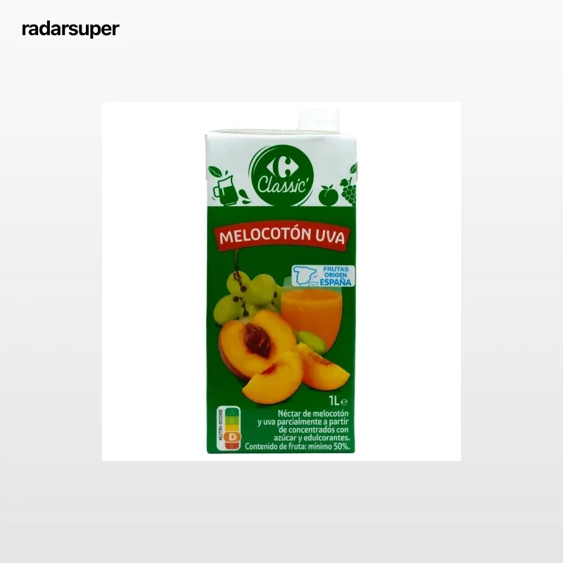 Néctar de melocotón y uva Carrefour Classic brik 1 l.