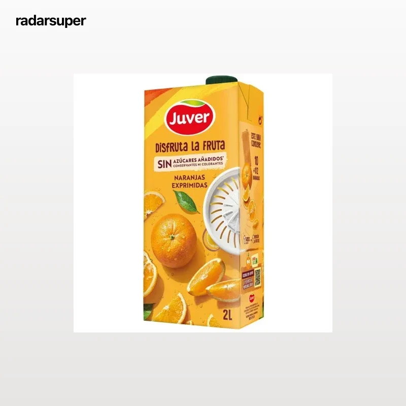 Nectar de naranja exprimidas Juver Disfruta La Fruta sin azúcar añadido brik 2 l.