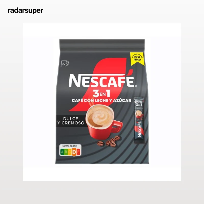 NESCAFÉ Café soluble 3 en 1 (café+leche+azúcar) 10 uds. de 17 g,