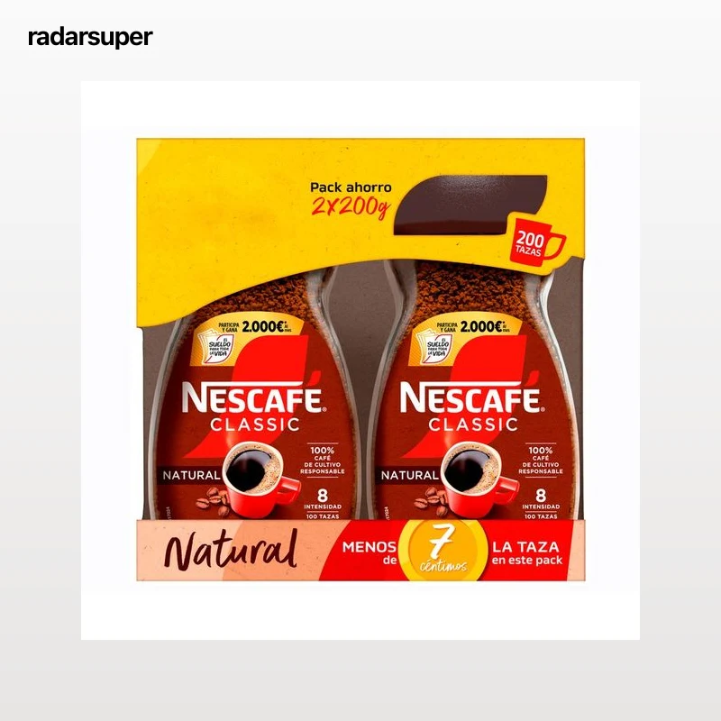 NESCAFÉ Café soluble natural  pack 2 uds x 200 g.