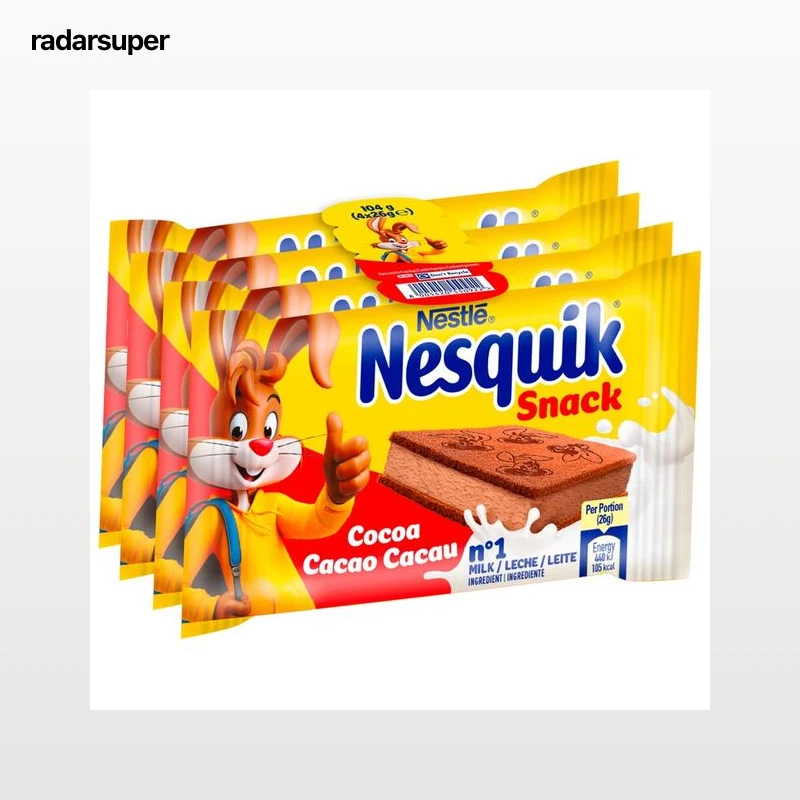 NESQUIK de NESTLÉ Bizcocho de crema de leche al cacao 4 x 26 g.