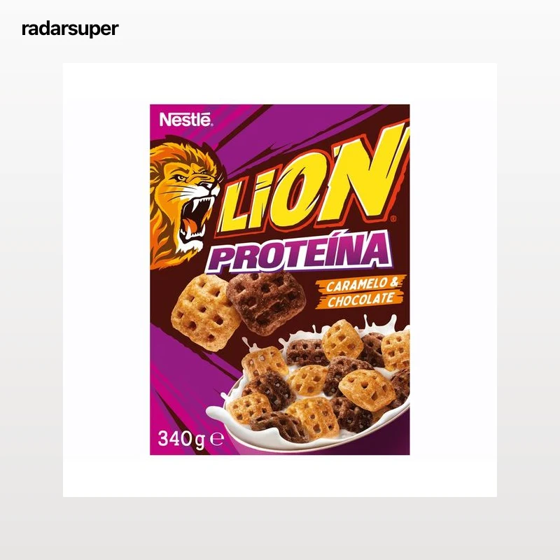 NESTLÉ Cereales de caramelo y chocolate Lion 340 g.