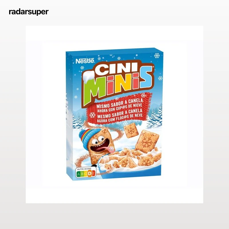 NESTLÉ CINI MINIS Cereales de trigo y arroz con sabor a canela 375 g.
