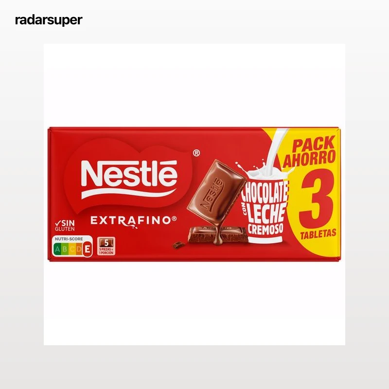 NESTLÉ Extrafino Chocolate con leche 3 uds. de 125 g.