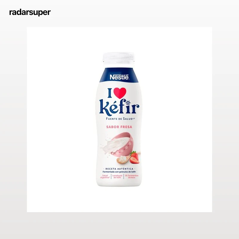 NESTLÉ Kéfir líquido con sabor a fresa, sin azúcares añadidos 499 ml.