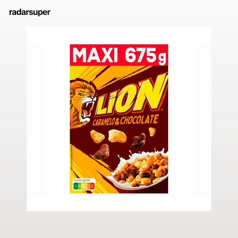 NESTLÉ LION Cereales de trigo tostados con chocolate y crema sabor a caramelo 675 g.