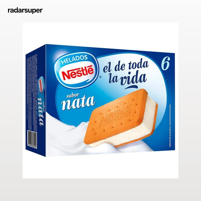 NESTLÉ Sándwich relleno de helado de nata 8 x 100 ml.