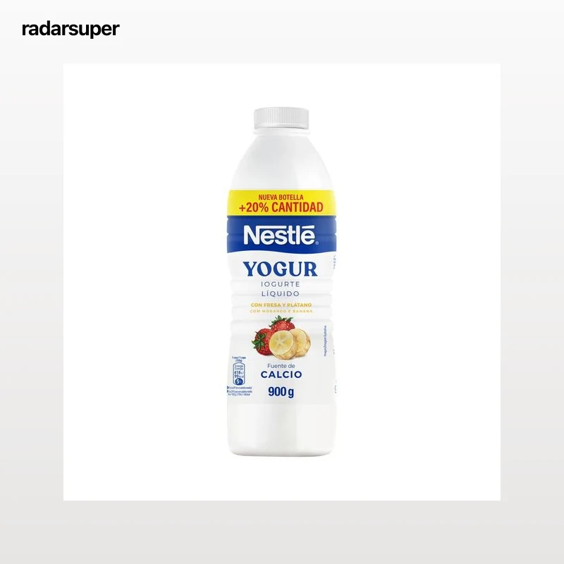 NESTLÉ Yogur líquido para beber con fresa y plátano 900 ml.