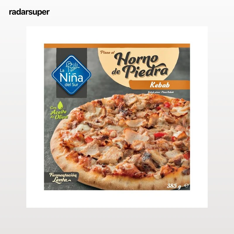 LA NIÑA DEL SUR Pizza congelada de kebab hecha al horno de piedra 385 g.