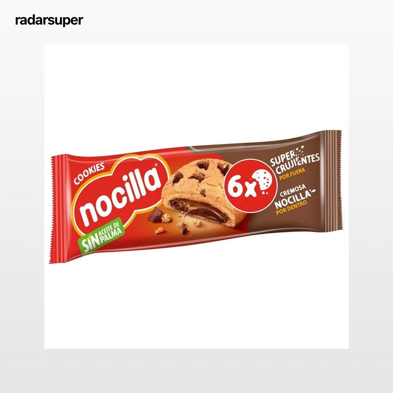 NOCILLA Cookies Galletas con gotas de chocolate, rellenas con crema de cacao con avellanas 6 uds. 20 g.
