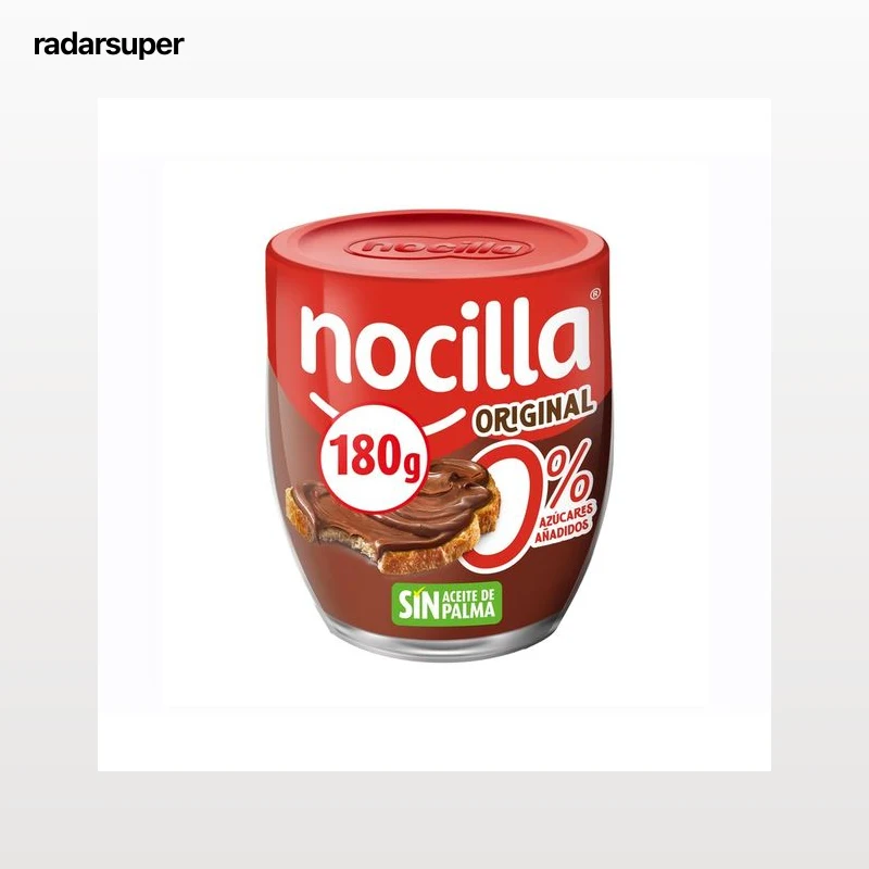 NOCILLA Crema de cacao con avellanas 0% sin azúcares añadidos, sin aceite de palma en envase de vidrio reutilizable 180 g.
