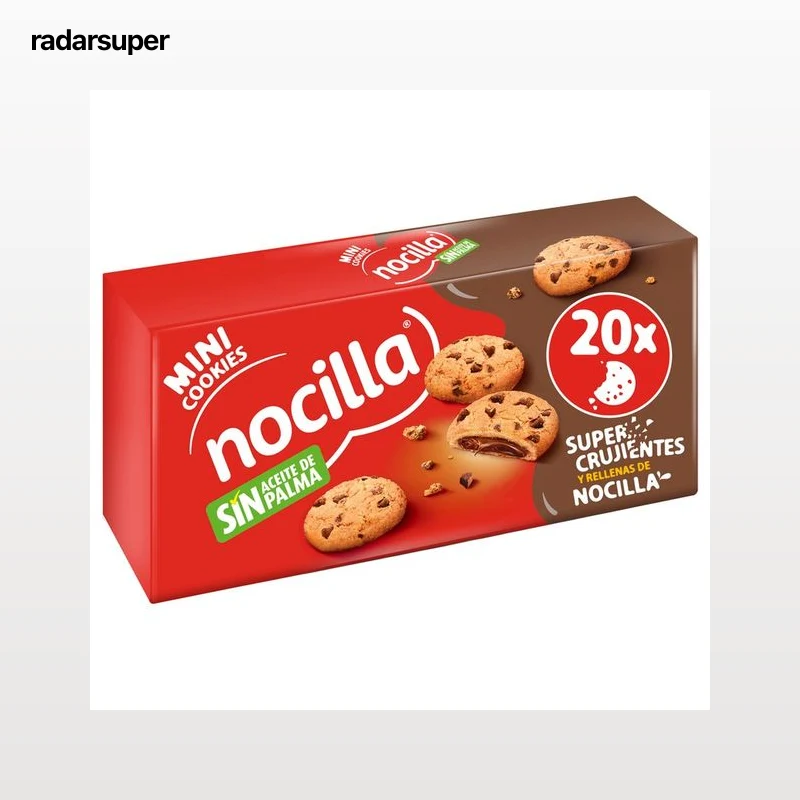 NOCILLA Galletas con gotas de chocolate rellenas con crema de cacao y avellanas 160 g.