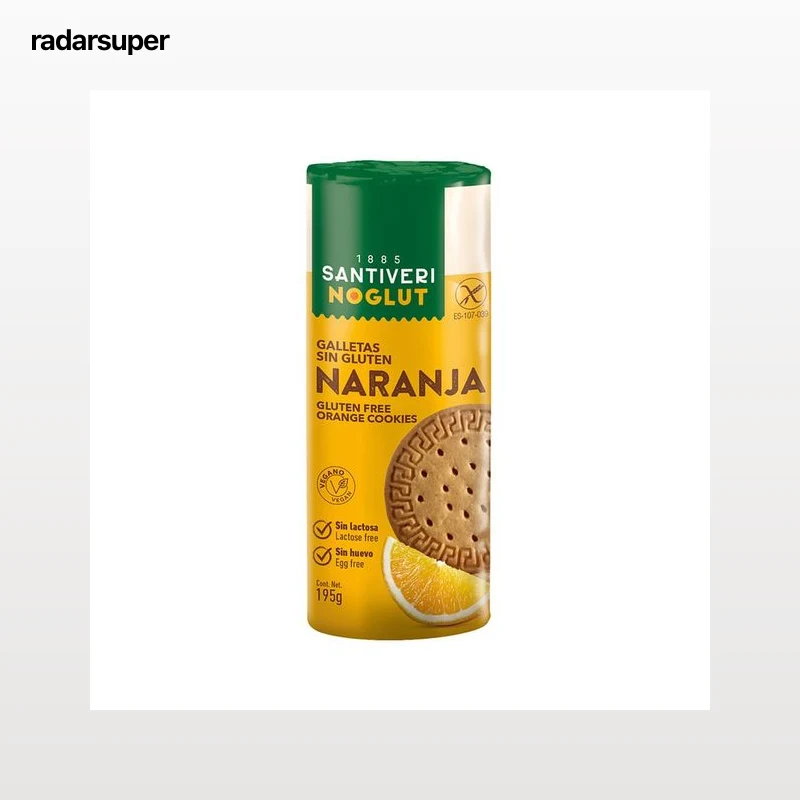 NOGLUT Galletas sabor naranja sin lactosa y sin gluten (controlado por FACE) NOGLUT de SANTIVERI 195 g.