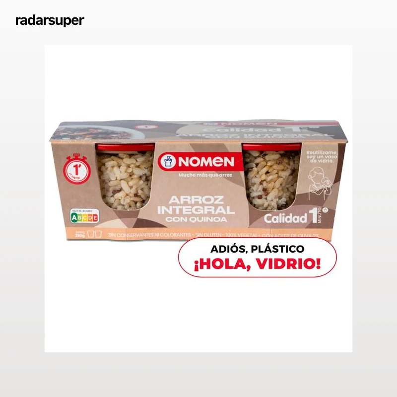 NOMEN Arroz integral con quinoa, vasito para microondas 2 uds x 140 g.
