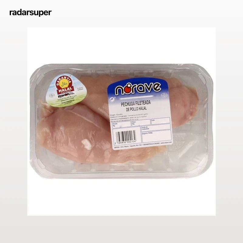 NORAVE Pechuga de pollo fileteada, con certificado Halal Bandeja