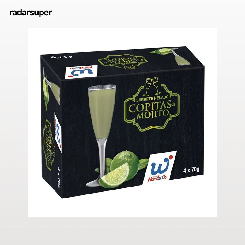 NORDWIK Copitas de sorbete de helado de mojito 4 x 70 g.