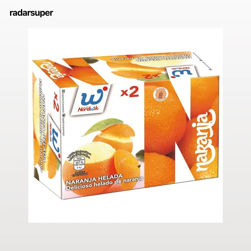 NORDWIK Naranja rellena de delicioso helado con sabor a naranja 2 x 140 ml.
