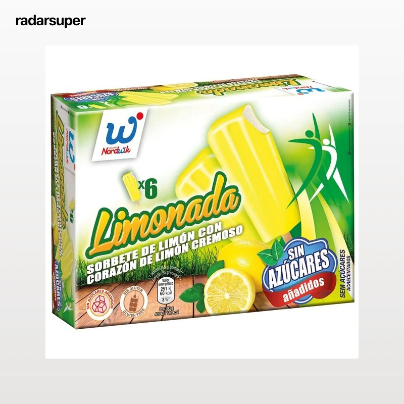 NORDWIK Polo de sorbete de limón con corazón de limón cremoso 6 x 75 ml.