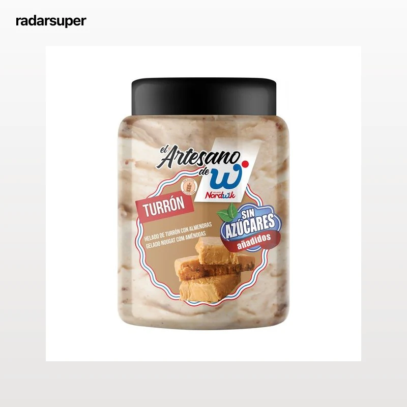 NORDWIK Tarrina de helado de turrón con almendras, sin gluten y sin azúcares añadidos 1 l.