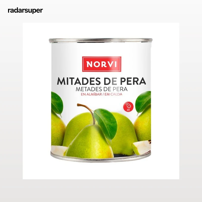 NORVI Peras en mitades en almibar 460 g.