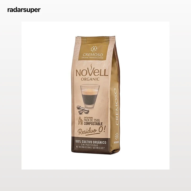 Novell Organic Café en grano compostable cremoso, de cultivo ecológico 250 g.