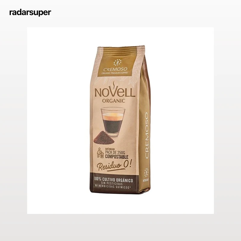 Novell Organic Café molido compostable cremoso, de cultivo ecológico 250 g.