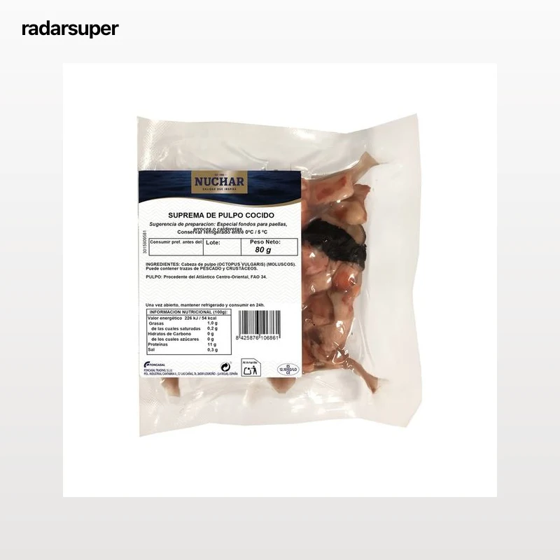 NUCHAR Pulpo cocido en trozos 80 g.