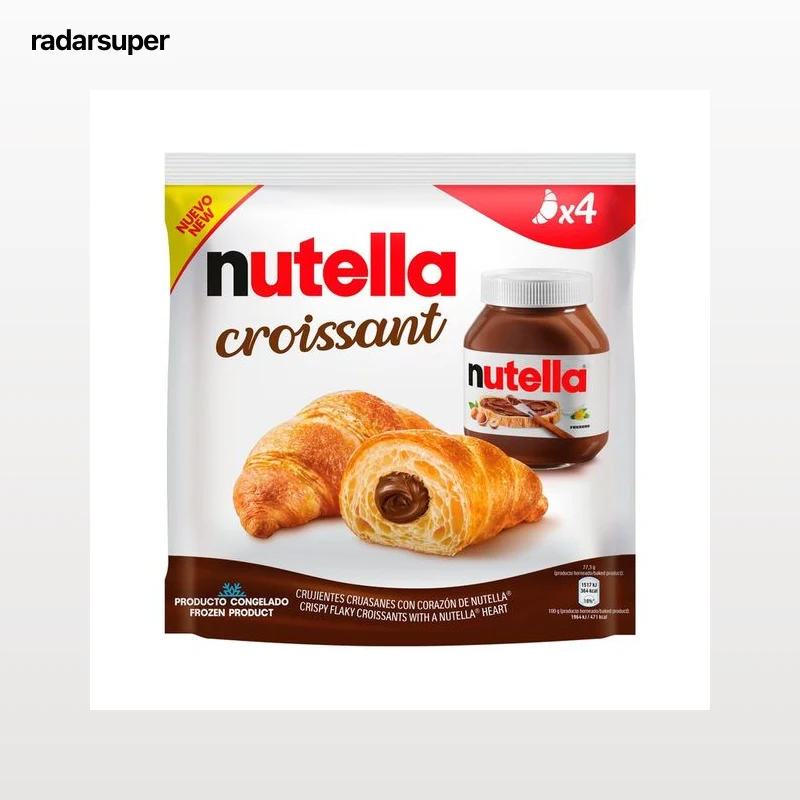 NUTELLA Croissants congelados crujientes, rellenos de nutella 4 uds.