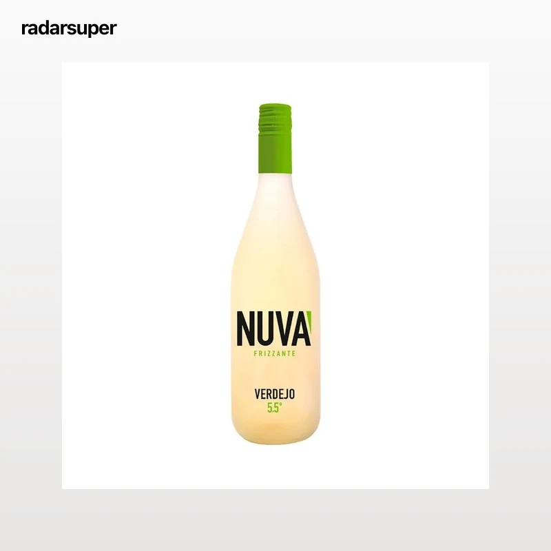 NUVA Vino blanco frizzante verdejo, con bajo contenido en alcohol (5.5%) botella 75 cl.