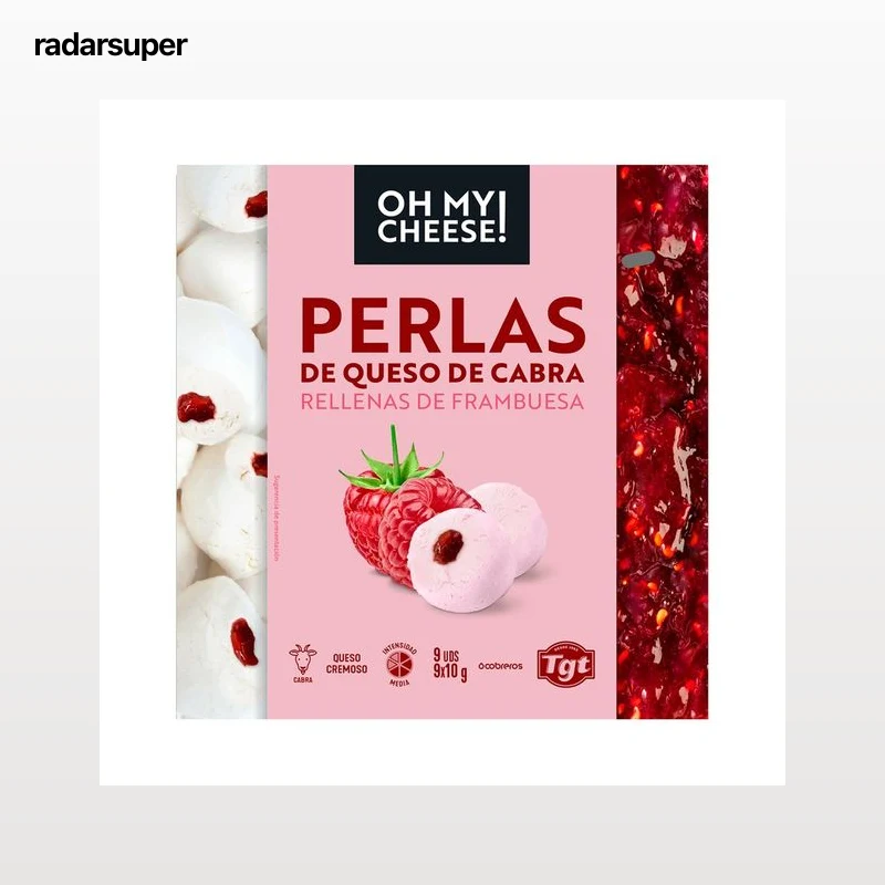 OH MY CHEESE! Perlas de queso de cabra rellenas de frambuesa OH MY CHEESE! 9 uds. 90 g.
