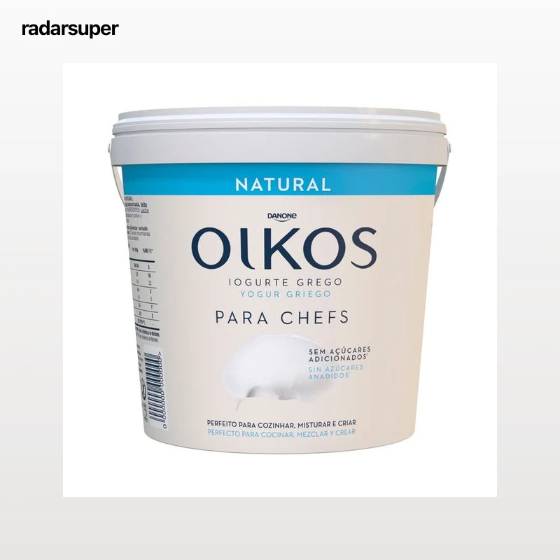 OIKOS Yogur griego natural sin azúcares añadios, especial para cocinar y mezcla de Danone 900 g.