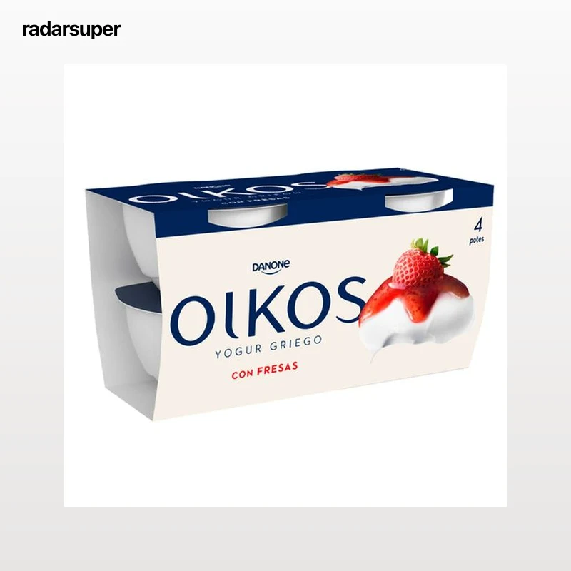 OIKOS Yogur griego con preparado de fresas de Danone 4 x 110 g.