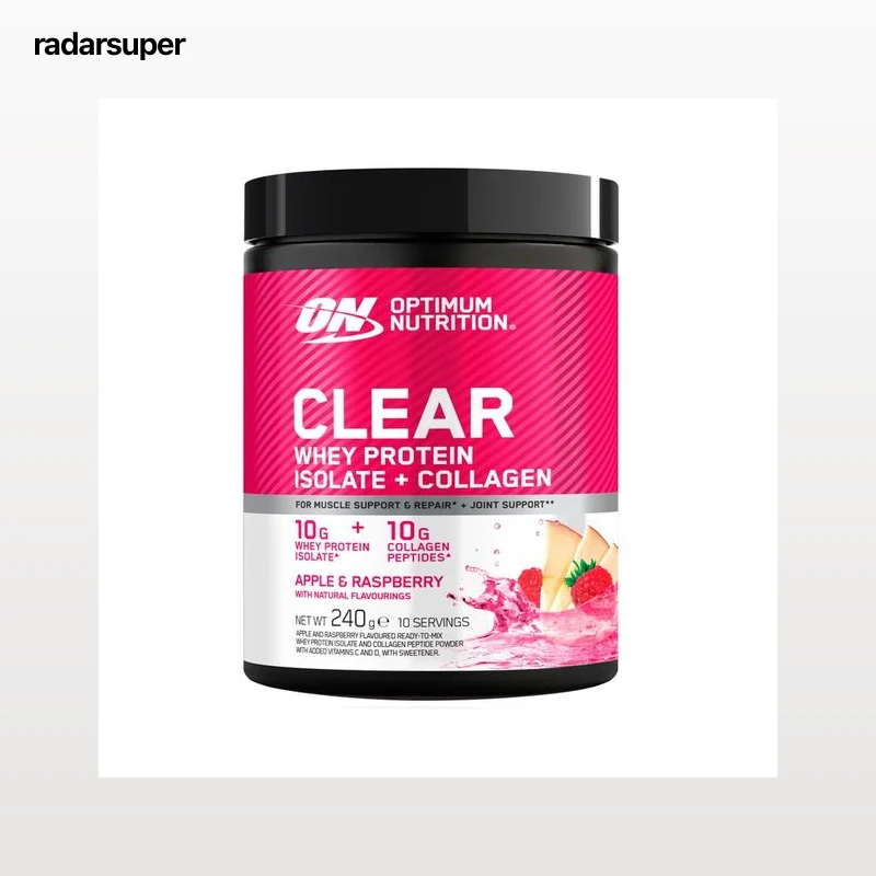 OPTIMUM NUTRITION Clear Whey polvo con proteínas y colágeno sabor manzana y frambuesa 240 gr