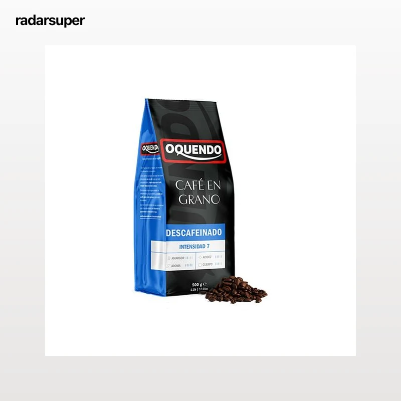 OQUENDO Café de tueste natural descafeinado en grano I7,  500 g.