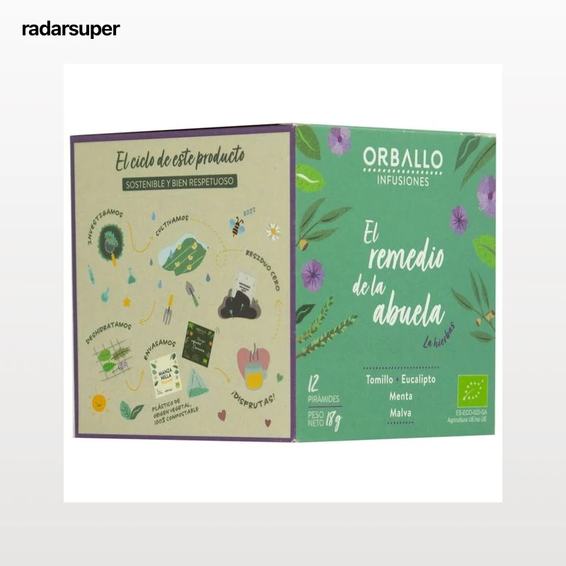 ORBALLO El remedio de la abuela Infusión ecológica a base de tomillo, eucalipto, menta y malva 12 uds.