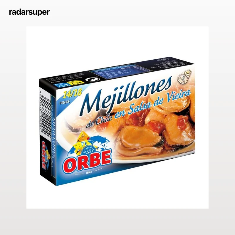 ORBE Mejillones (14 / 18) en salsa de Vieira lata 69 g.