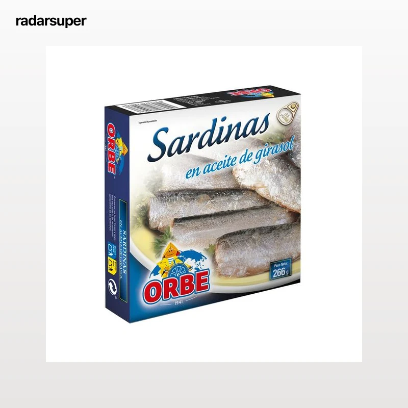 ORBE Sardinas en aceite de girasol lata de 186 g.