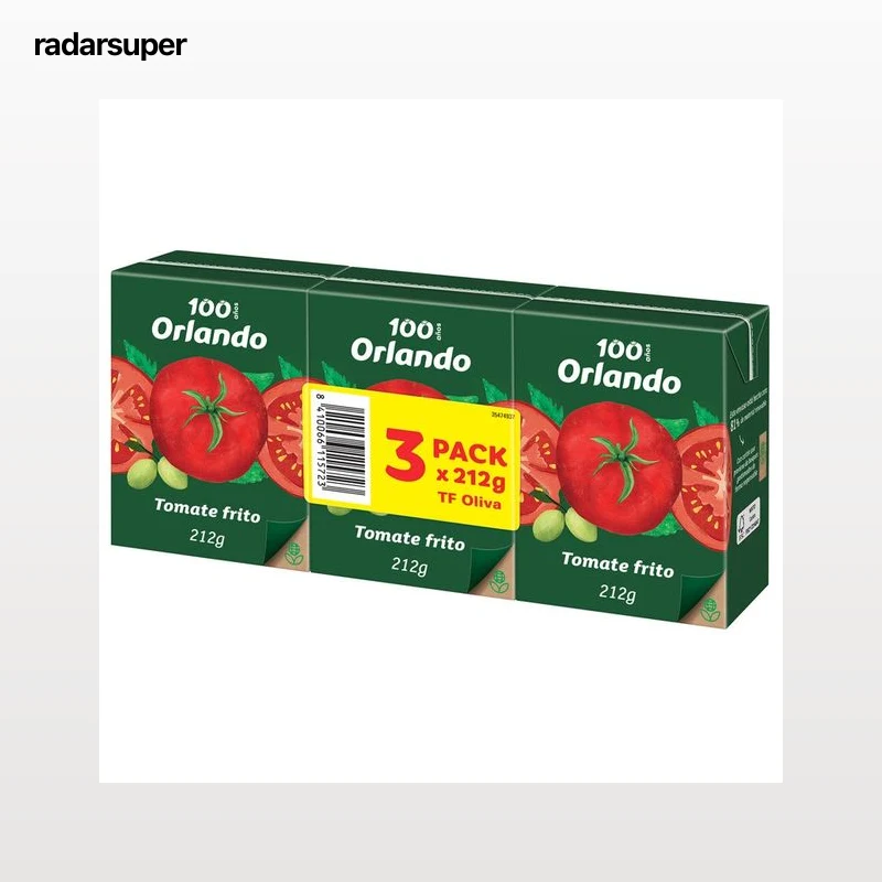 ORLANDO Tomate frito con aceite de oliva virgen extra brik de 3 uds x 212 g.