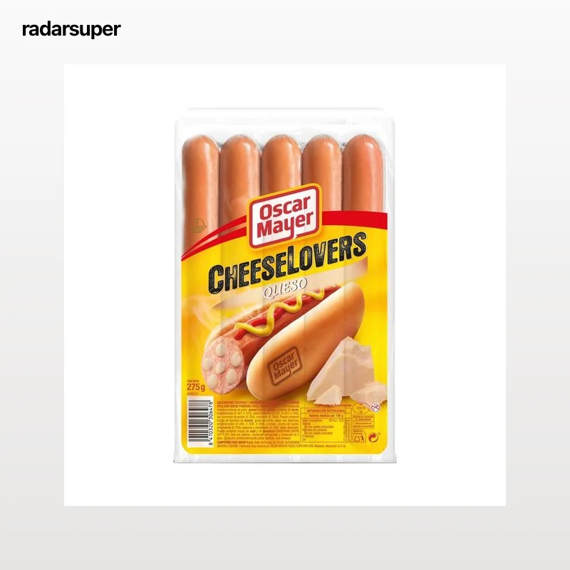 OSCAR MAYER Cheeselovers Salchichas (pollo - cerdo) cocidas y ahumadas con queso fundido en su interior 275 g.