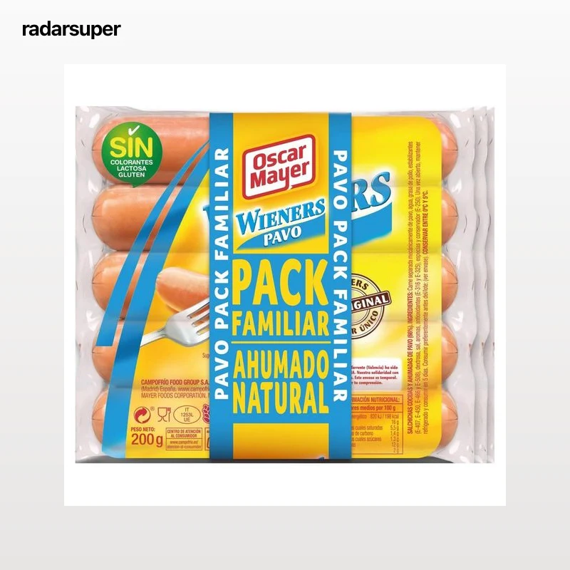 OSCAR MAYER Salchichas cocidas de pavo con sabor ahumado, tipo Wieners 3 x 200 g.
