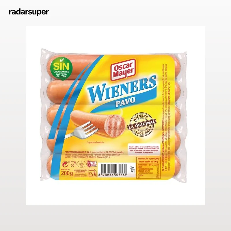 OSCAR MAYER Salchichas cocidas de pavo, sin gluten y con sabor ahumado OSCAR MAYER Todo ave 200 g.