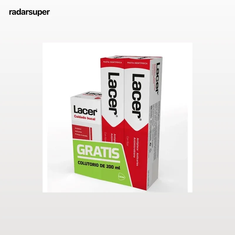 Pack Lacer antiplaca y anticaries con dentífrico pack de 2 unidades de 125 ml + colutorio 200 ml.