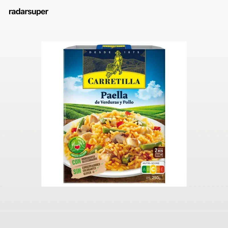 Paella de verduras y pollo Carretilla sin gluten 250 g.